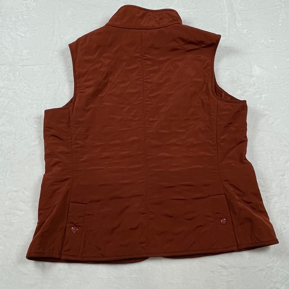 Talbots Womens Quilted Vest Burnt Orange Snap Front Equestrian Rust Large L - Picture 7 of 8